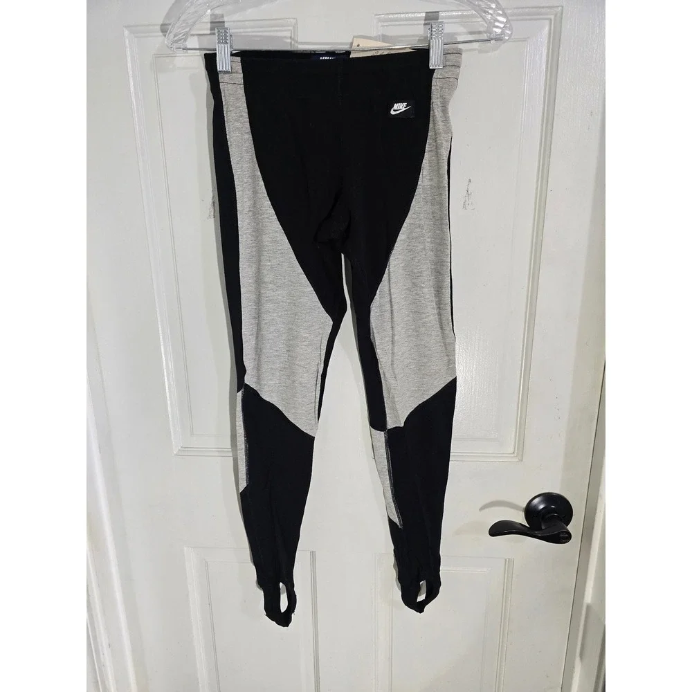 Vintage Nike Fitness Line Stirrup Leggings Men Medium Black Grey Made in USA 90s